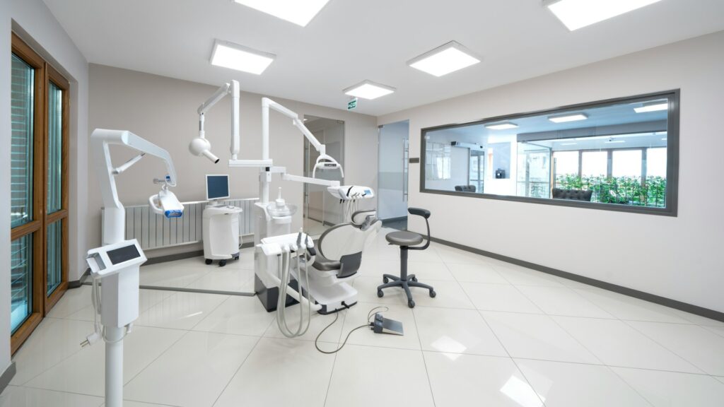 An image of a chair in a dentist